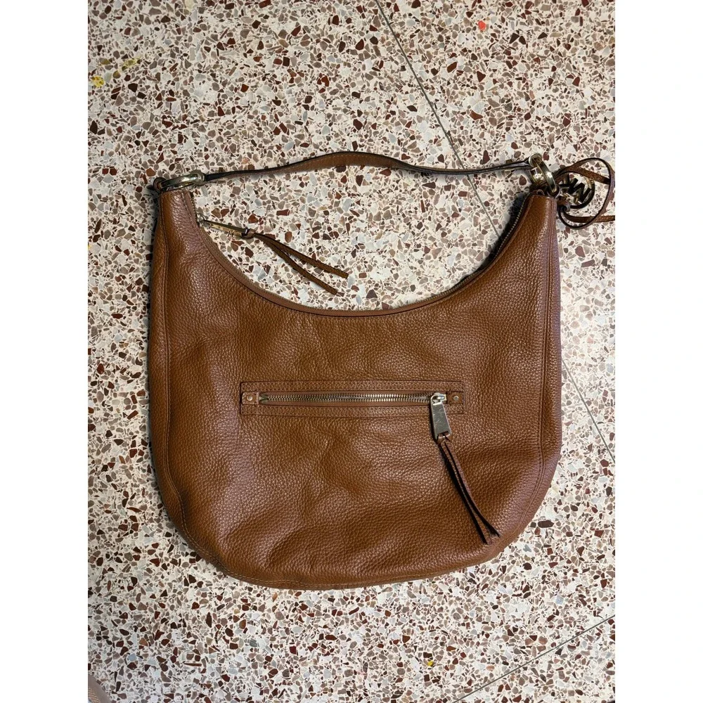 Michael Kors Fulton Large Hobo Bag Luggage Brown Pebbled Leather Gold Hardware